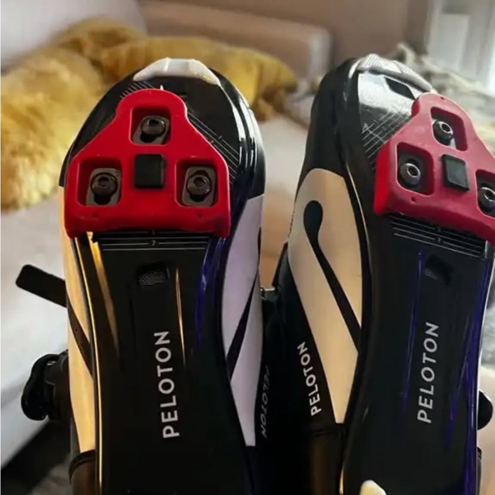 Peloton Road Cycling Shoes in Black, White & Red